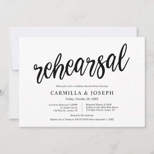 Moderne Rustikale, Hochzeit-Probe und Abendessen Einladung (Vorderseite)