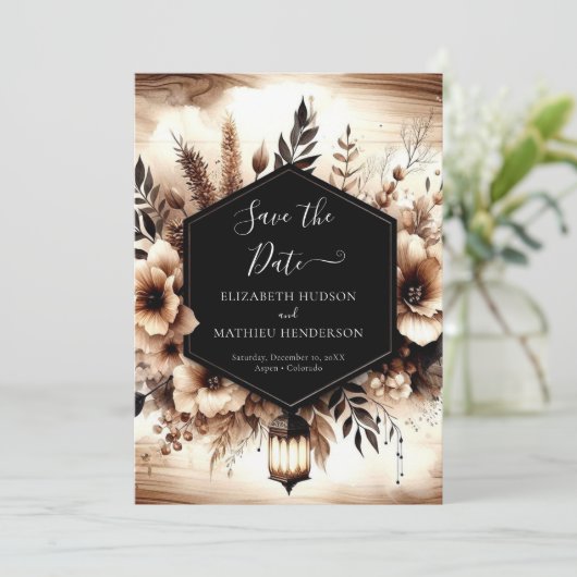 Moderne Rustikale Hochzeit Save The Date (Stehend Vorderseite)