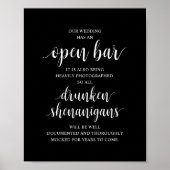 Moderne Rustikale Hochzeits-Open-Bar-Betrunkene-Sc Poster (Vorne)
