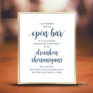 Moderne Rustikale Hochzeits-Open-Bar-Betrunkenen-U Poster
