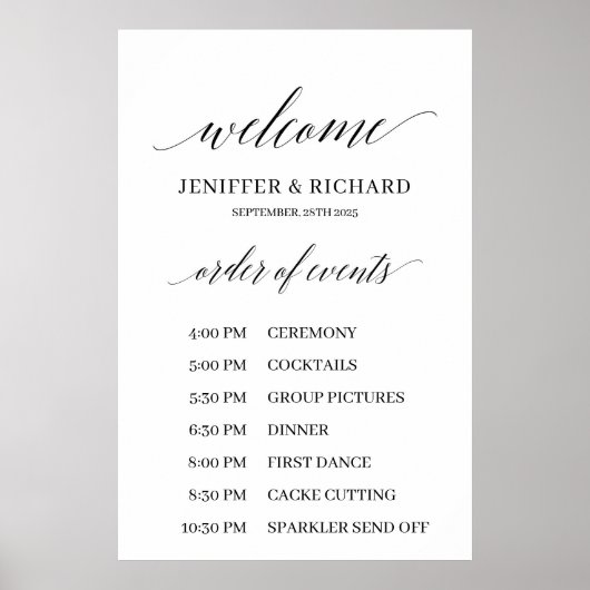 Moderne rustikale Hochzeitsablauf-Programmheft Poster (Vorne)