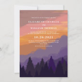 Moderne rustikale Hochzeitsfeier mit Aquarellwald Einladung (Vorderseite)