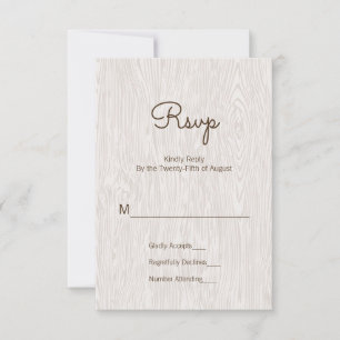 Moderne Rustikale Hochzeitskarte für Holz RSVP Karte
