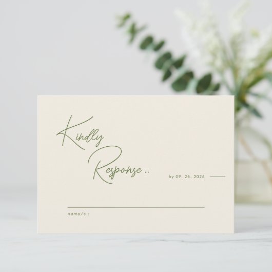 Moderne rustikale Hochzeitskarte RSVP Karte (Stehend Vorderseite)