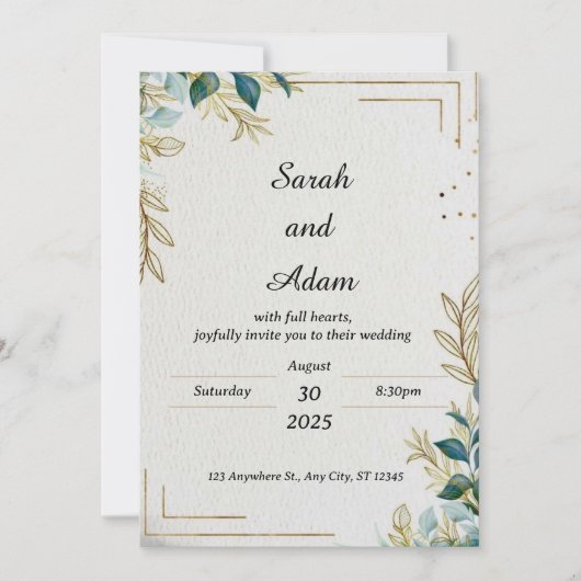 Moderne rustikale Hochzeitsvorlage Einladung (Vorderseite)