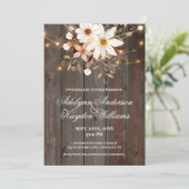 Moderne Rustikale Holz Blumenlichter Hochzeit Einladung (Stehend Vorderseite)