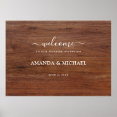 Moderne rustikale Holz-Look Hochzeitsempfehlung wi Poster (Vorne)