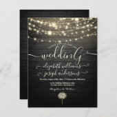 Moderne Rustikale Holz- & Weißlichtstrasse Einladung (Vorne/Hinten)