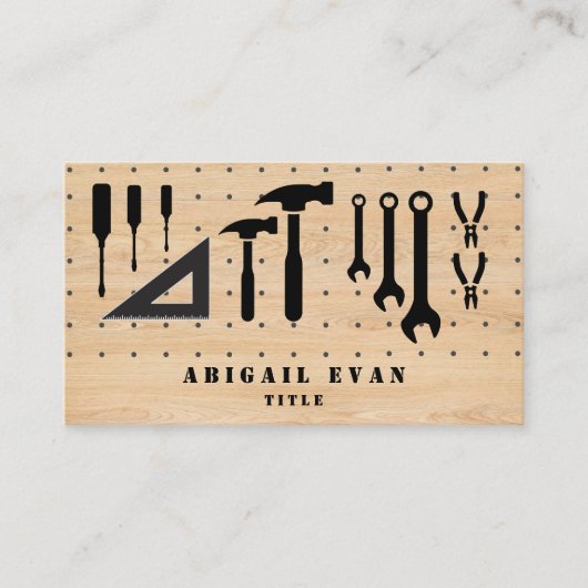 Moderne Rustikale Holzkörner Pegboard Handyman Too Visitenkarte (Vorderseite)