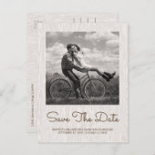 Moderne rustikale Holzkörner Save the Date Postkar Ankündigungspostkarte (Vorne/Hinten)