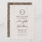 Moderne rustikale Holzkornverheiratung rettet die Save The Date (Vorne/Hinten)