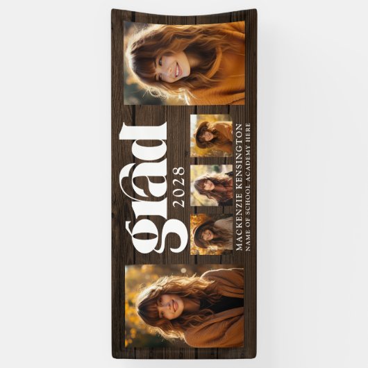 Moderne Rustikale Holzkunst Abschluss FotoCollage Banner (Vertikal)