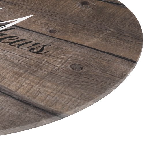 Moderne rustikale Holzmonogrammbezeichnung Schneidebrett (Ecke)