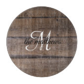 Moderne rustikale Holzmonogrammbezeichnung Schneidebrett (Vorderseite)