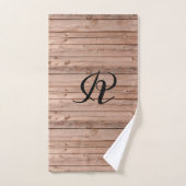 Moderne rustikale Holzmuster Bauernhaus Monogram Badhandtuch Set (Handtuch)