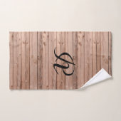 Moderne rustikale Holzmuster Bauernhaus Monogram Badhandtuch Set (Handtuch)