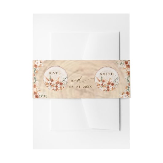 Moderne Rustikale Holzschnitzereien Terrakotta Wed Einladungsbanderole (Vorderseite Beispiel)