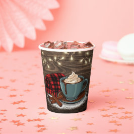 Moderne rustikale Hot Cocoa Cosy Babydusche Pappbecher