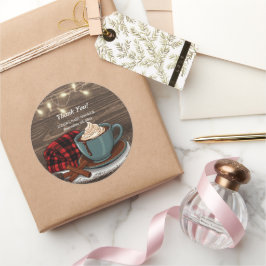 Moderne rustikale Hot Cocoa Cosy Babydusche Runder Aufkleber