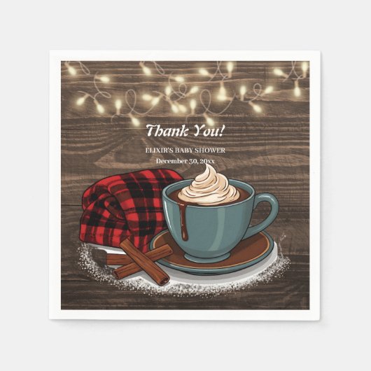 Moderne rustikale Hot Cocoa Cosy Babydusche Serviette (Vorderseite)