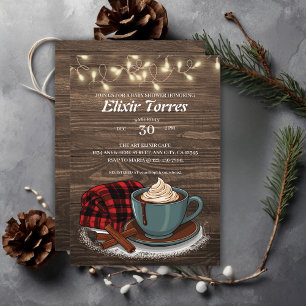 Moderne rustikale Hot Cocoa Cozy Babyparty Einladung