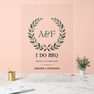 Moderne Rustikale 'I Do BBQ' Hochzeits-Willkommens Acrylschild