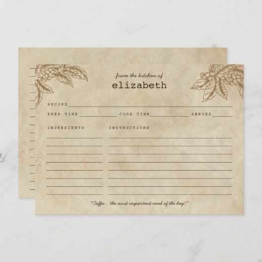 Moderne Rustikale Kaffeekarte Pflanze Bienen Zitat Begleitkarte (Vorne/Hinten)