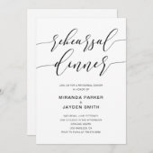 Moderne rustikale Kalligrafie Probe Dinner einlade Einladung (Vorne/Hinten)