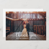 Moderne rustikale Kalligrafie-Script-Foto Hochzeit Dankeskarte (Vorne/Hinten)