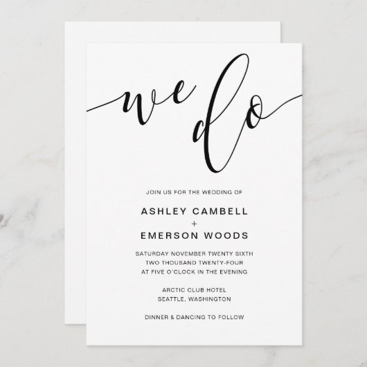 Moderne rustikale Kalligraphie, die wir für Hochze Einladung (Vorne/Hinten)