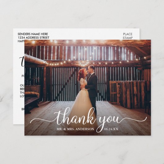 Moderne rustikale Kalligraphie-Skript Vielen Dank Postkarte (Vorne/Hinten)