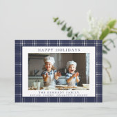 Moderne rustikale Karierte Foto Weihnachtskarte Karte (Stehend Vorderseite)