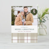 Moderne rustikale Karierte Weihnachtskarte Feiertagskarte (Stehend Vorderseite)