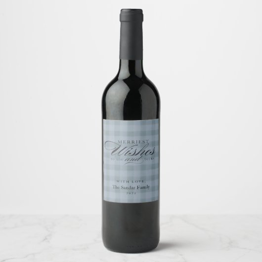 Moderne Rustikale Karo-Personalisierte Wein-Gesche Weinetikett (Vorderseite)