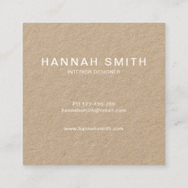Moderne Rustikale Kraft Hello Square Business Card Quadratische Visitenkarte