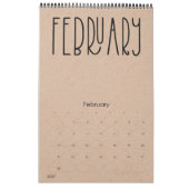 Moderne rustikale Kraft mit schwarzem Kalender (Feb 2027)