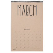 Moderne rustikale Kraft mit schwarzem Kalender (Mär 2027)