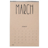 Moderne rustikale Kraft mit schwarzem Kalender (Mär 2026)