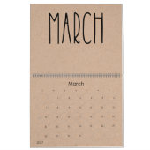 Moderne rustikale Kraft mit schwarzem Kalender (Mär 2027)