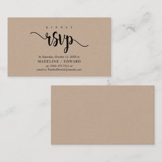 Moderne rustikale Kraft, schwarzer Schriftart, UAW Begleitkarte (Vorne/Hinten)