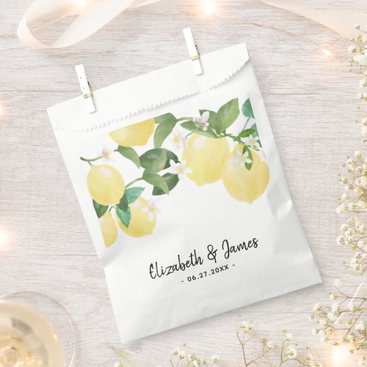 Moderne Rustikale Lemon WasserfarbenSummer Wedding Geschenktütchen (Ausgeschnitten)