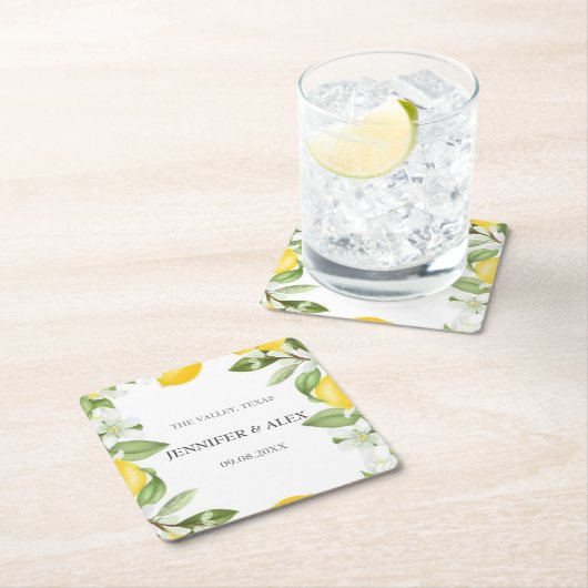 Moderne Rustikale Lemons Custom Boho Geschenke Hoc Rechteckiger Pappuntersetzer (Vor Ort)