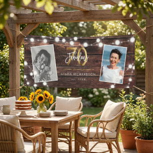 Moderne Rustikale Lichterkette Gold 70. Geburtstag Banner