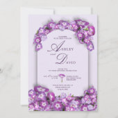 Moderne rustikale Lila I Lilac Arch Blume Hochzeit Einladung (Vorderseite)