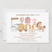 Moderne Rustikale Mädchen 1 Bauernhof 1. Geburtsta Einladung (Vorderseite)