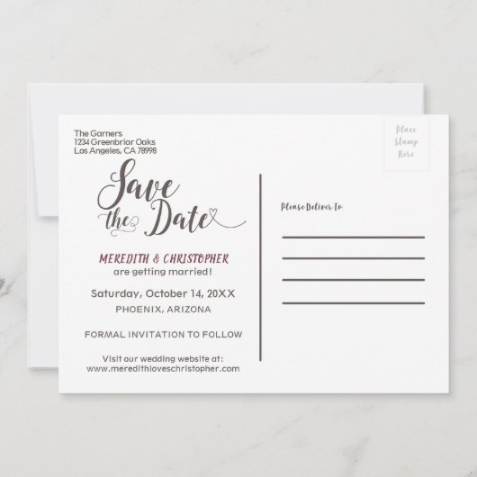 Moderne rustikale Mason Jar Wedding retten das Dat Save The Date (Rückseite)