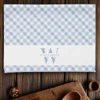 Moderne Rustikale Monogram Blue Gingham Kariert