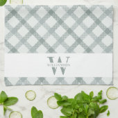 Moderne Rustikale Monogram Green Gingham Kariert Geschirrtuch (Gefaltet)