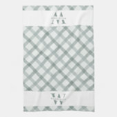 Moderne Rustikale Monogram Green Gingham Kariert Geschirrtuch (Vertikal)