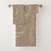 Moderne, rustikale Monogramm-Bezeichnung Badhandtuch Set (Insitu)